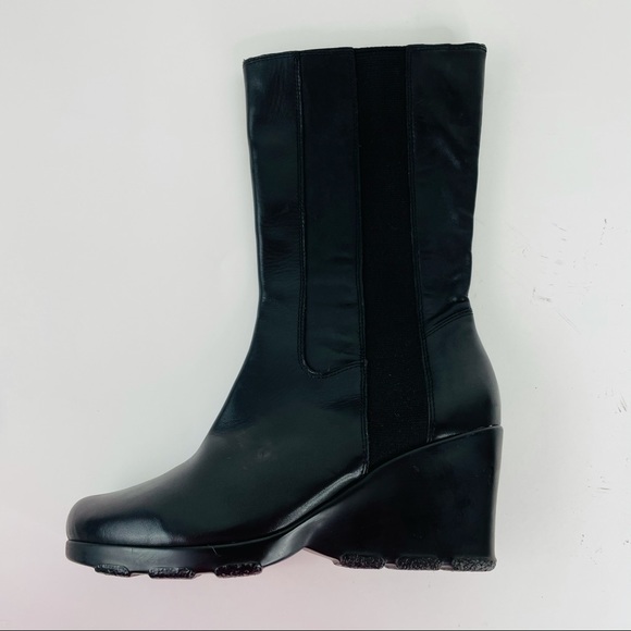 JOHNSTON & MURPHY Black Leather Pull On Calf Boots - Picture 1 of 10